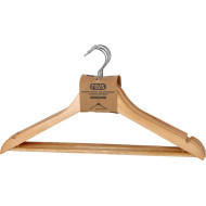 DREWNIANY WIESZAK Z POPRZECZKĄ, 44,5 CM, UNIWERSALNY, Z CHROMOWANYM UCHWYTEM