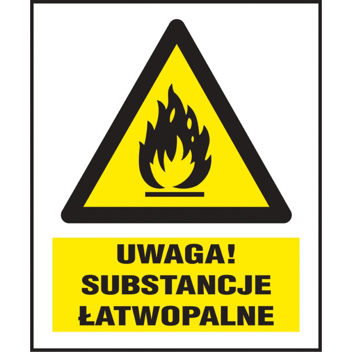ZNAK OSTRZEGAWCZY SUBSTANCJE ŁATWOPALNE FOLIA SAMOPRZYLEPNA PCV 200X300 MM BEZPIECZEŃSTWO BHP