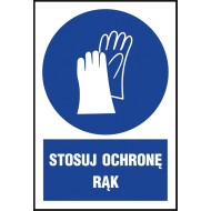 ZNAK BHP STOSUJ OCHRONĘ OCZU FOLIA SAMOPRZYLEPNA PCV 200X300 MM ZGODNY Z NORMĄ