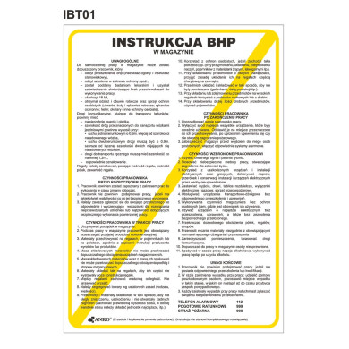 INSTRUKCJA BHP BEZPIECZEŃSTWA I HIGIENY PRACY W MAGAZYNACH 330X460 MM PCV ZNAK INFORMACYJNY