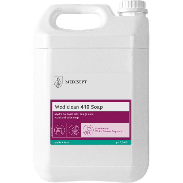MYDŁO W PŁYNIE MEDICLEAN 410 SOAP DO MYCIA RĄK I CIAŁA ŁAGODNE NAWILŻAJĄCE 500ML 5L