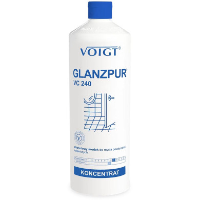 ALKOHOLOWY ŚRODEK DO MYCIA POWIERZCHNI SZKLIWIONYCH GLANZPUR VC240, 1L, POŁYSK, BEZ SMUG, SZKŁO, CERAMIKA