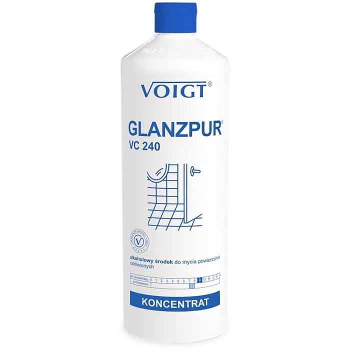 ALKOHOLOWY ŚRODEK DO MYCIA POWIERZCHNI SZKLIWIONYCH GLANZPUR VC240, 1L, POŁYSK, BEZ SMUG, SZKŁO, CERAMIKA