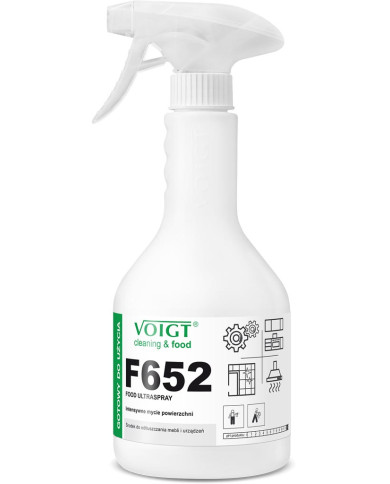 F652 FOOD ULTRASPRAY ŚRODEK DO CZYSZCZENIA 600 ML, ODŁUSZCZANIE, USUWANIE TŁUSTYCH ZABRUDZEŃ, BEZ SMUG