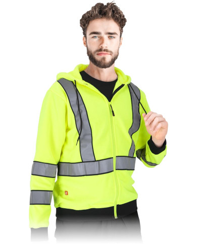 BLUZA OCHRONNA MĘSKA POLAROWA FLUORESCENCYJNA Z KAPTUREM ZAMEK ŚCIĄGACZE ODBLASKI