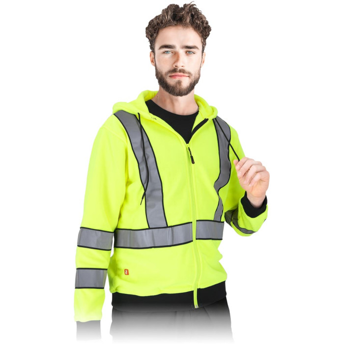 BLUZA OCHRONNA MĘSKA POLAROWA FLUORESCENCYJNA Z KAPTUREM ZAMEK ŚCIĄGACZE ODBLASKI