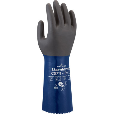 RĘKAWICE OCHRONNE SHOWA CS711 NITRYLOWE CHEMICZNE BEZ LATEKSU OGRODNICTWO LABORATORIUM