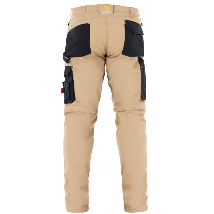 SPODNIE ROBOCZE PROCERA ZEUS, ODPINANE NOGAWKI, DO PASA, 2W1, KHAKI