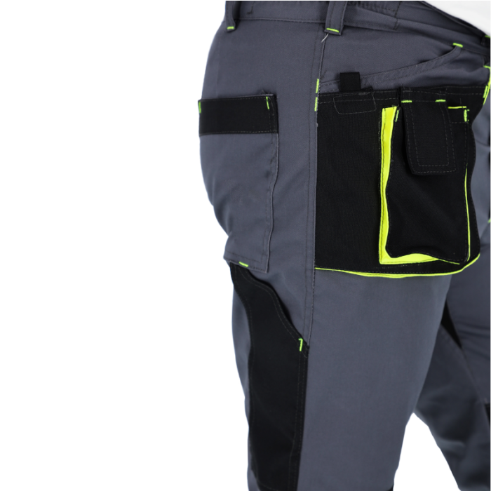 SPODNIE ROBOCZE PROCERA PROMAN STRETCH 250, DO PASA, WYTRZYMAŁE, FUNKCJONALNE, SZARO-ŻÓŁTE