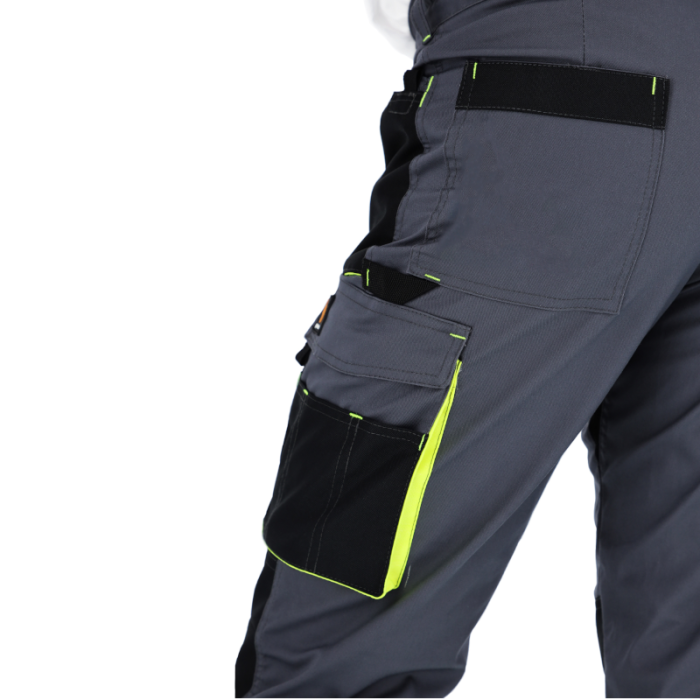 SPODNIE ROBOCZE PROCERA PROMAN STRETCH 250, DO PASA, WYTRZYMAŁE, FUNKCJONALNE, SZARO-ŻÓŁTE