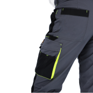 SPODNIE ROBOCZE PROCERA PROMAN STRETCH 250, DO PASA, WYTRZYMAŁE, FUNKCJONALNE, SZARO-ŻÓŁTE