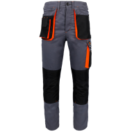 SPODNIE ROBOCZE PROCERA PROMAN STRETCH 250, DO PASA, MONTERSKIE, SZARO-POMARAŃCZOWE
