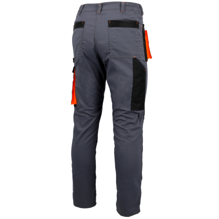 SPODNIE ROBOCZE PROCERA PROMAN STRETCH 250, DO PASA, MONTERSKIE, SZARO-POMARAŃCZOWE