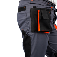 SPODNIE ROBOCZE PROCERA PROMAN STRETCH 250, DO PASA, MONTERSKIE, SZARO-POMARAŃCZOWE