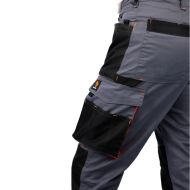 SPODNIE ROBOCZE PROCERA PROMAN STRETCH 250, DO PASA, MONTERSKIE, SZARO-POMARAŃCZOWE