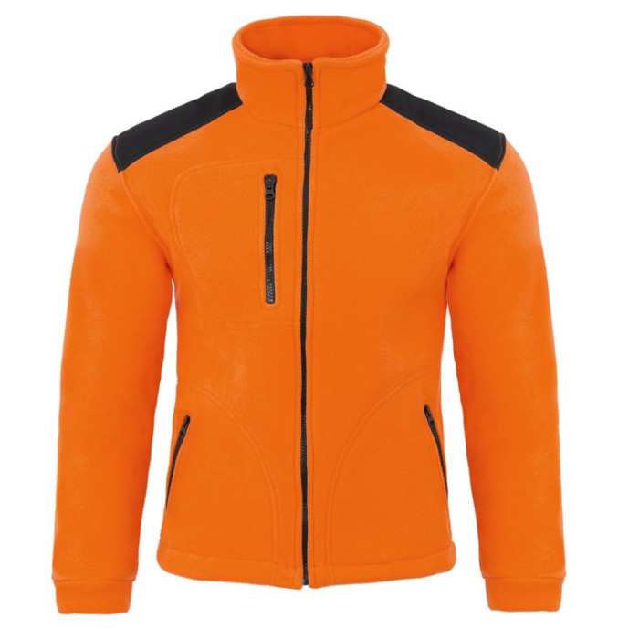 BLUZA ROBOCZA PREMIUM JHK FLRA 340 Z POLARU ZE WZMOCNIENIAMI POMARAŃCZOWO-CZARNA