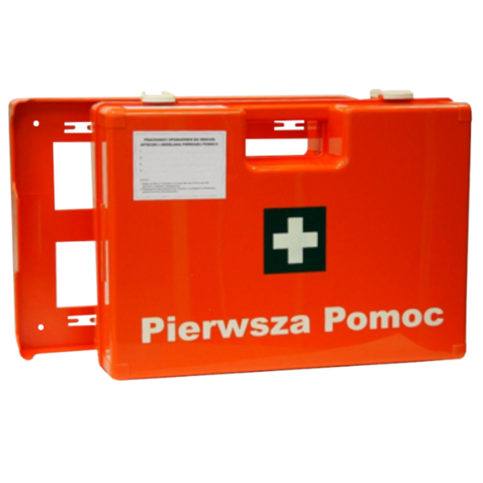 PRZENOŚNA APTECZKA PIERWSZEJ POMOCY PK-MOT K-15, DIN 13157 POMARAŃCZOWA WALIZKA