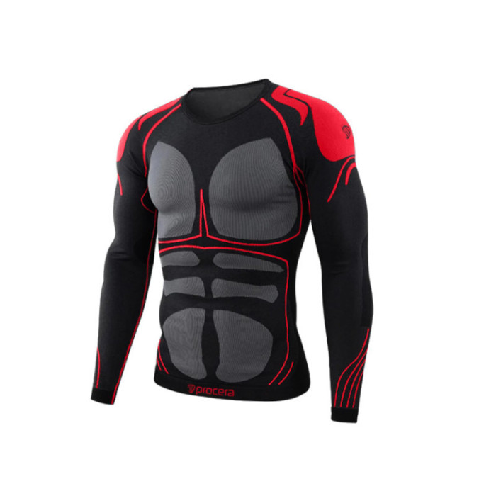 KOSZULKA TERMOAKTYWNA PROCERA JUTLAND RED Z DŁUGIM RĘKAWEM CZARNO-SZARO-CZERWONA