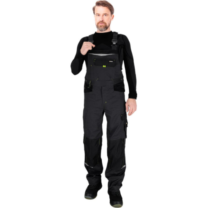 SPODNIE ROBOCZE LEBER-HOLLMAN LH-TAURUS-B OGRODNICZKI 62% BAWEŁNA CZARNO-SZARE