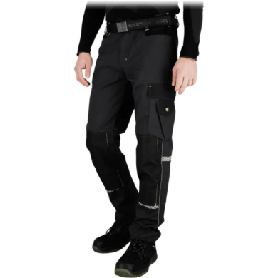 SPODNIE ROBOCZE LEBER-HOLLMAN LH-TAURUS-T DO PASA 62% BAWEŁNA CZARNO-SZARE