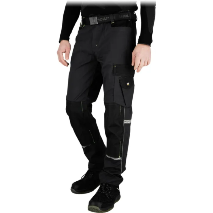 SPODNIE ROBOCZE LEBER-HOLLMAN LH-TAURUS-T DO PASA 62% BAWEŁNA CZARNO-SZARE