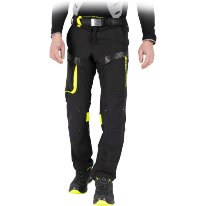 SPODNIE ROBOCZE LEBER-HOLLMAN LH-RAUT-T DO PASA CZARNO-ŻÓŁTE