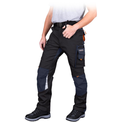 SPODNIE ROBOCZE LEBER-HOLLMAN LH-NA-T DO PASA CZARNO-GRANATOWO-POMARAŃCZOWE