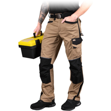 SPODNIE ROBOCZE LEBER-HOLLMAN LH-DESERT-T DO PASA BEŻOWO-CZARNE