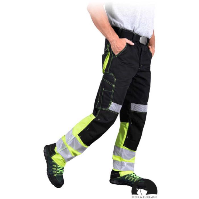 SPODNIE ROBOCZE LEBER-HOLLMAN LH-THORVIS-T DO PASA OSTRZEGAWCZE CZARNO-ŻÓŁTE