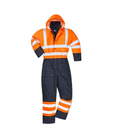 KOMBINEZON ROBOCZY PORTWEST PRW-S485 OSTRZEGAWCZY WODOODPORNY OCIEPLANY POMARAŃCZOWO-GRANATOWY