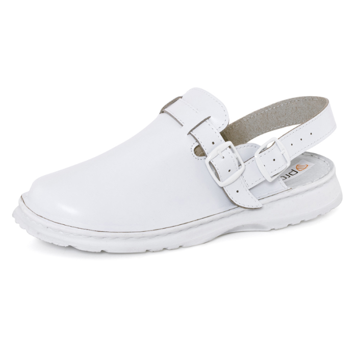 KLAPKI PROFILAKTYCZNE PROCERA ARIEL, PEŁNE, Z PASKIEM, SKÓRZANE, BIAŁE