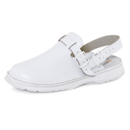 KLAPKI PROFILAKTYCZNE PROCERA ARIEL, PEŁNE, Z PASKIEM, SKÓRZANE, BIAŁE