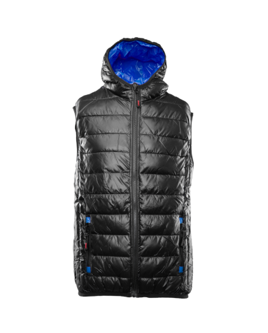 KAMIZELKA OCIEPLANA POLSTAR BENEFIT QUEEN, BEZRĘKAWNIK, Z KAPTUREM, PIKOWANA, CZARNO NIEBIESKA