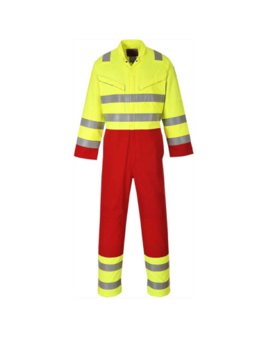 KOMBINEZON ROBOCZY BIZFLAME SERVICES PORTWEST PRW-FR90YER TRUDNOPALNY OSTRZEGAWCZY ANTYSTATYCZNY ŻÓŁTO-CZERWONY