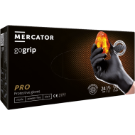 RĘKAWICE NITRYLOWE MERCATOR MEDICAL RMM-PGRIPGO ODPORNE NA CHEMIKALIA BEZPUDROWE OP. 50 SZT. CZARNE