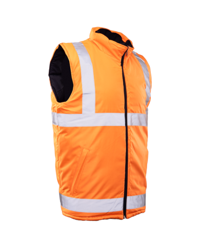 KAMIZELKA ROBOCZA POLSTAR BENEFIT MARINO, DWUSTRONNA, ODBLASKI, CZARNO POMARAŃCZOWA