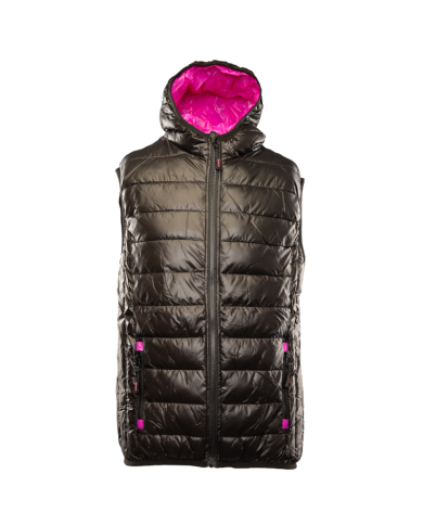 KAMIZELKA OCIEPLANA POLSTAR BENEFIT QUEEN, BEZRĘKAWNIK, Z KAPTUREM, PIKOWANA, CZARNO FIOLETOWA