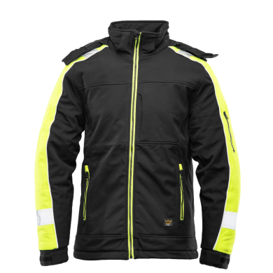KURTKA SOFTSHELL OCIEPLANA POLSTAR SEVEN KINGS RIVALL, Z KAPTUREM, CZARNO ŻÓŁTA