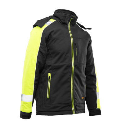 KURTKA SOFTSHELL OCIEPLANA POLSTAR SEVEN KINGS RIVALL, Z KAPTUREM, CZARNO ŻÓŁTA