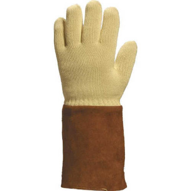 RĘKAWICE OCHRONNE KEVLAR® PRZECIWTERMICZNE Z MANKIETEM SKÓRZANYM – ŻÓŁTE