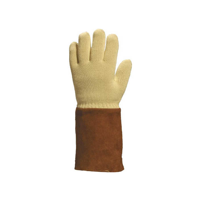 RĘKAWICE OCHRONNE KEVLAR® PRZECIWTERMICZNE Z MANKIETEM SKÓRZANYM – ŻÓŁTE