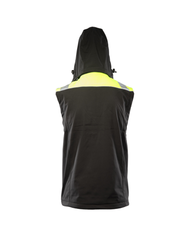BEZRĘKAWNIK SOFTSHELLOWY POLSTAR SEVEN KINGS RIVAL, Z KAPTUREM I ODBLASKAMI, CZARNO ŻÓŁTY