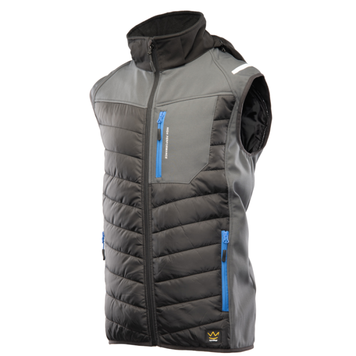 KAMIZELKA, BEZRĘKAWNIK SOFTSHELLOWY POLSTAR SEVEN KINGS TOPAZ, Z KAPTUREM, STALOWY