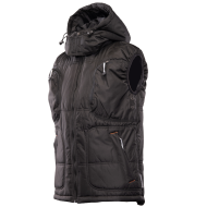 KAMIZELKA, BEZRĘKAWNIK POLSTAR BENEFIT NEGRA, Z KAPTUREM, OCIEPLANY, CZARNY