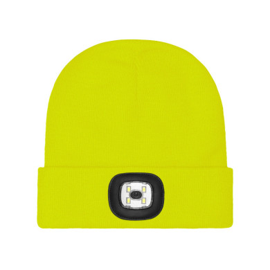 CZAPKA ZIMOWA PROCERA Z LATARKĄ LED USB DZIANA AKRYL OP. 10 SZT. ŻÓŁTA