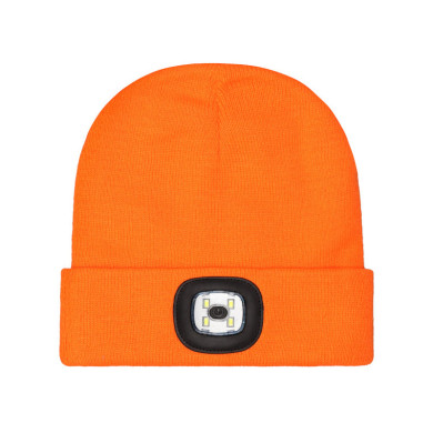 CZAPKA ZIMOWA PROCERA Z LATARKĄ LED USB DZIANA CIEPŁA OP. 10 SZT. POMARAŃCZOWA