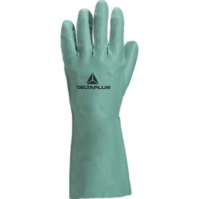 RĘKAWICE CHEMICZNE DELTA PLUS – NITRYLOWE, FLOCKOWANE BAWEŁNĄ, DŁUGOŚĆ 33 CM