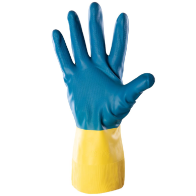 RĘKAWICE ROBOCZE POLSTAR SUMMITECH DUOCHEM PRO. CB-F-06 LATEXOWE POWLEKANE NEOPRENEM 33 CM NIEBIESKO-ŻÓŁTE