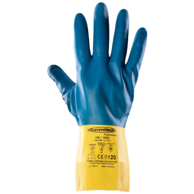RĘKAWICE ROBOCZE POLSTAR SUMMITECH DUOCHEM PRO. CB-F-06 LATEXOWE POWLEKANE NEOPRENEM 33 CM NIEBIESKO-ŻÓŁTE