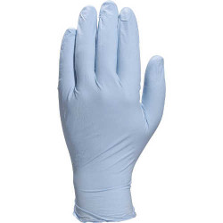 RĘKAWICE JEDNORAZOWE NITRYLOWE NIEPUDROWANE NIEBIESKIE 100 SZTUK 24 CM DO KONTAKTU Z ŻYWNOŚCIĄ
